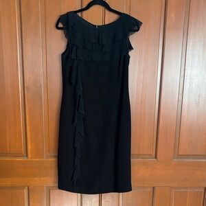 Ralph Lauren Black Knee Length Dress with Ruffle Detail